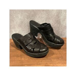 Born Black Woven Leather Clog Mules size 9